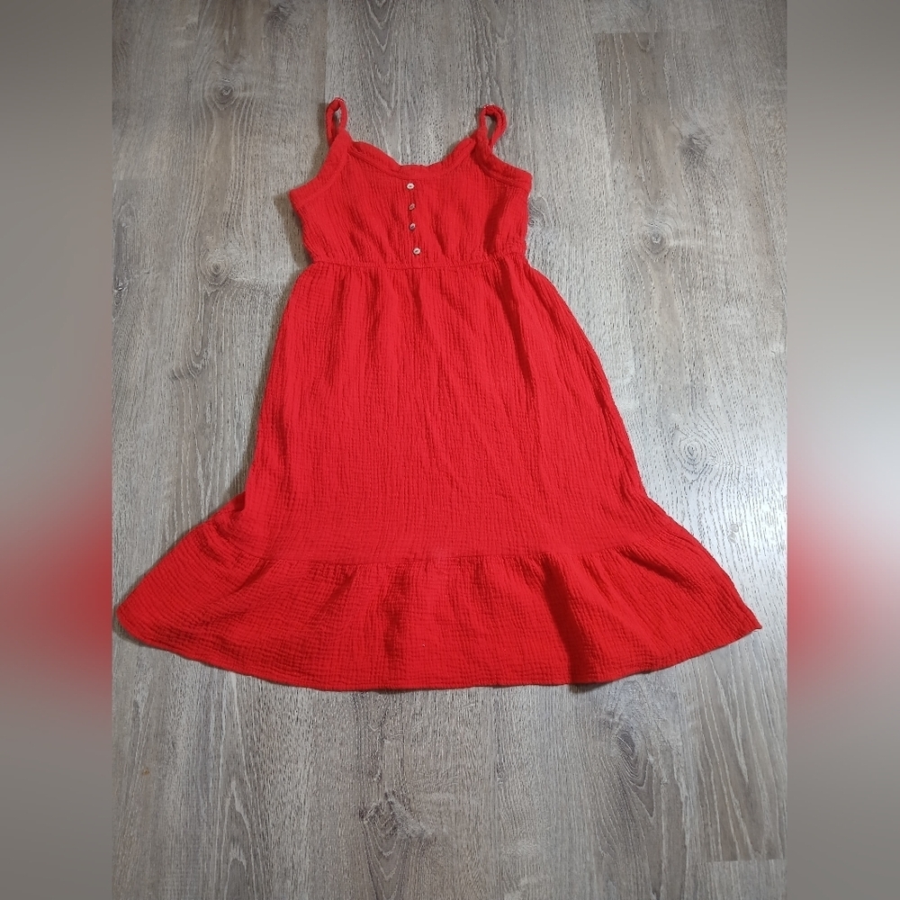 Indigo Rose Adjustable Strap Sleeveless Red Dress. Size Small 100% Cotton - Picture 1 of 6